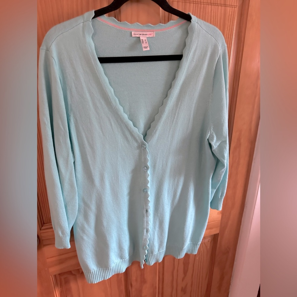 Scallop edge cardigan by Isaac Mizrahi
